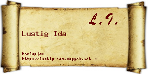 Lustig Ida névjegykártya